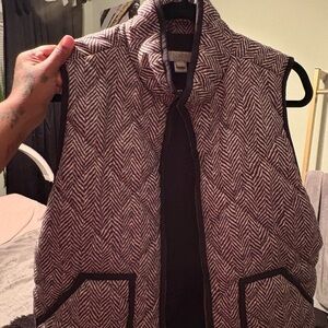 J. Crew Black and White Herringbone Vest